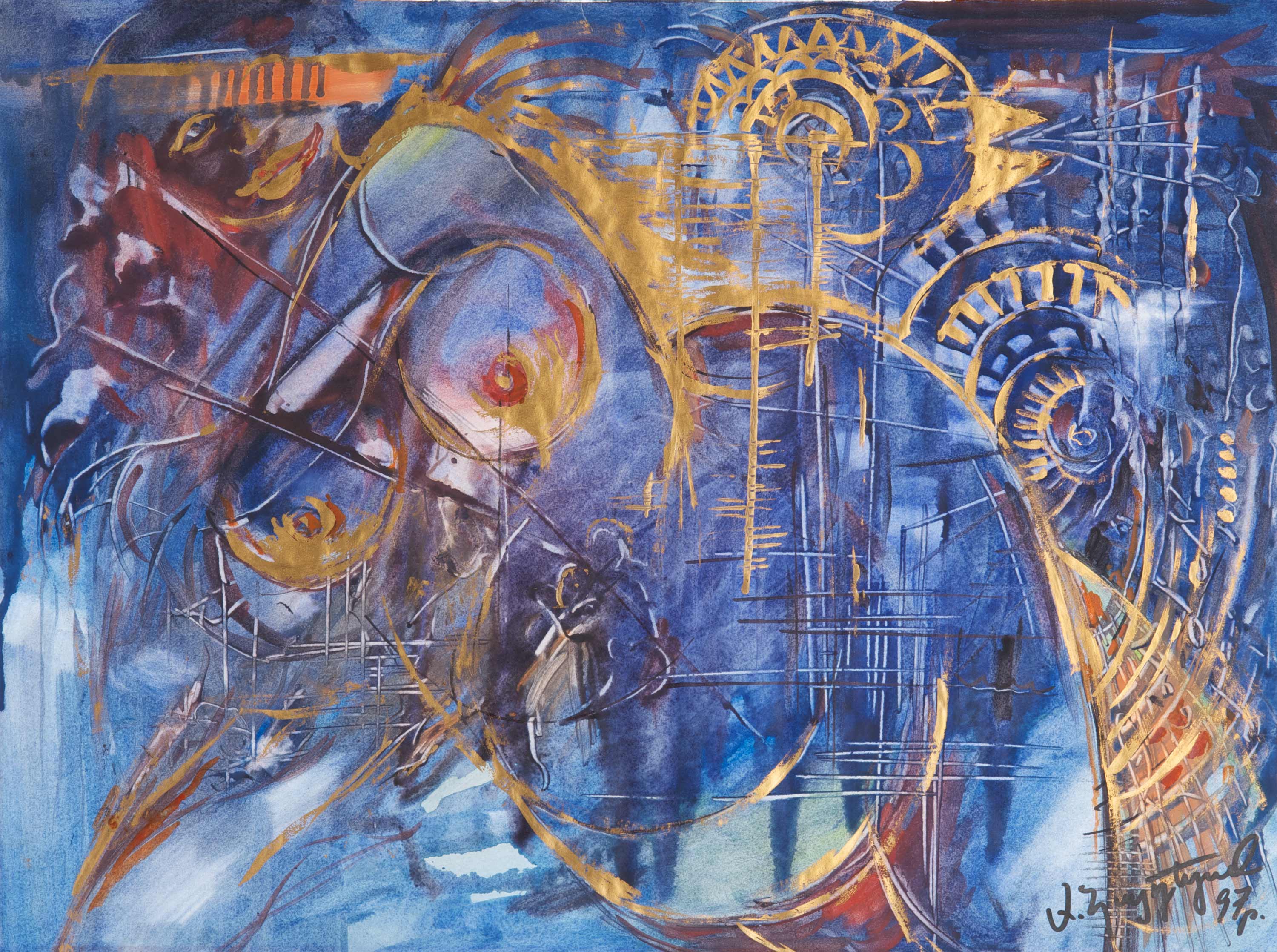 Der blaue Jazz. 1997. 74 x 55 cm%