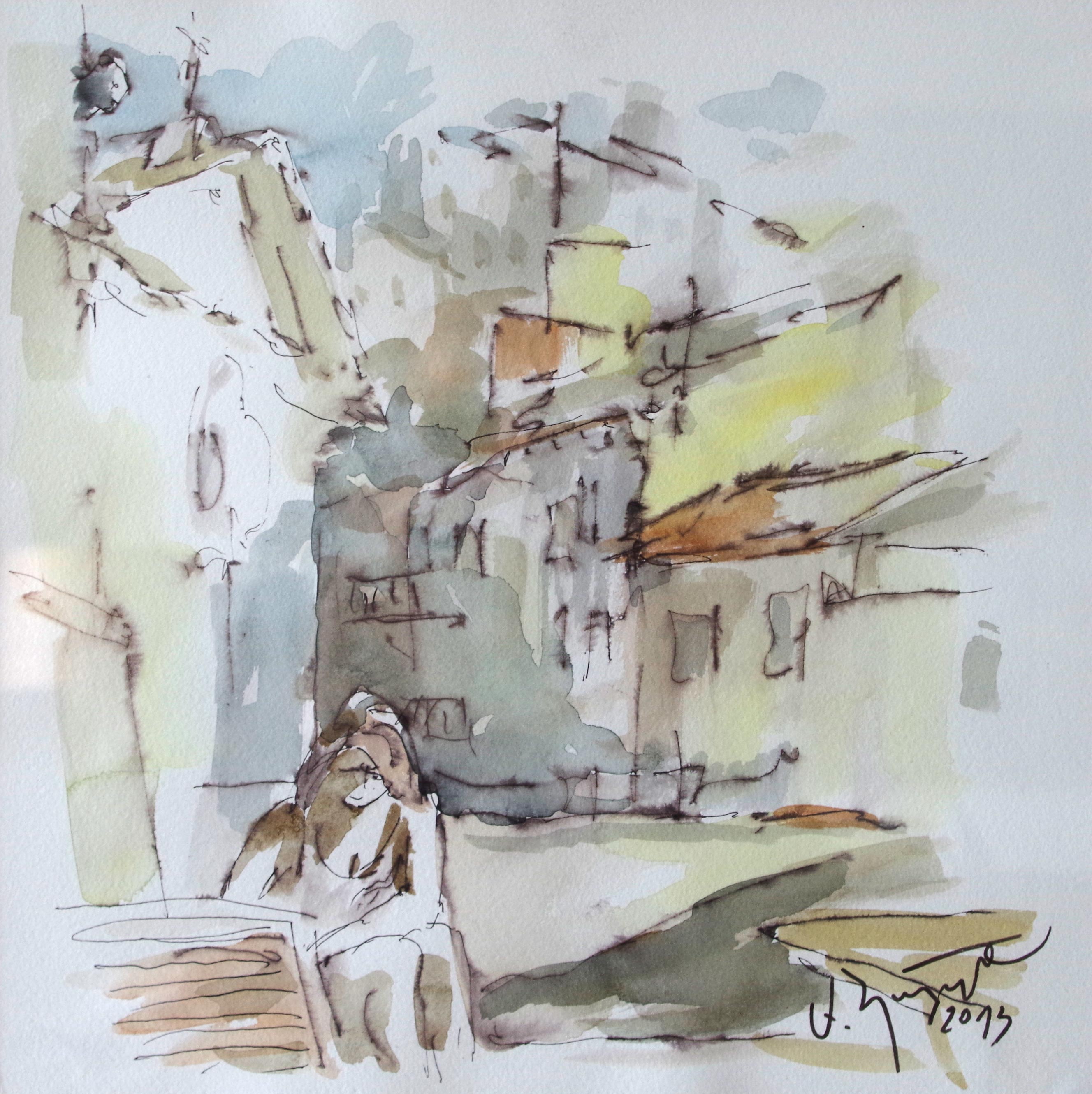Beim Lesen. 2013. 40 x 40 cm%